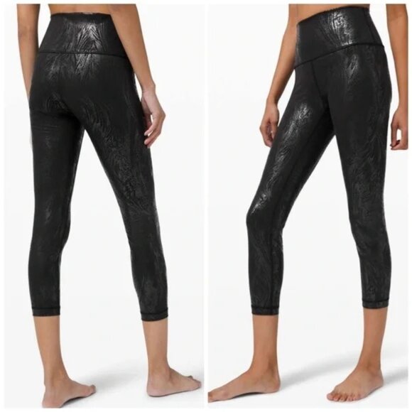 Lululemon Wunder Under High-Rise Crop Legging Acclimatize Black Shine 2 Foil - Picture 1 of 9